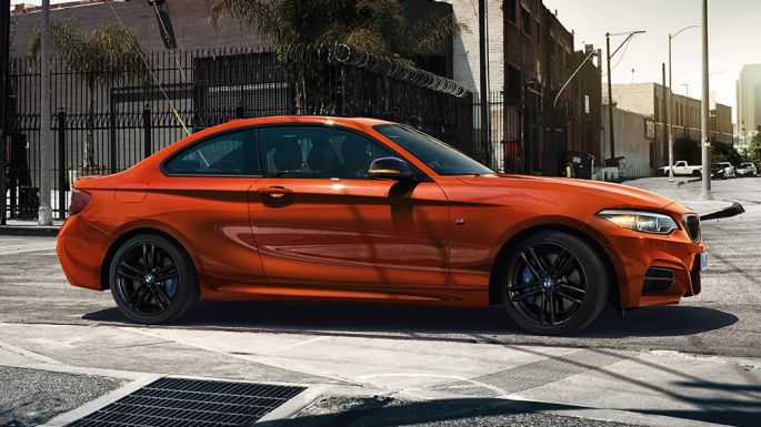 Vehicle design BMW M240i Coupé Vehicle design BMW M240i Coupé F22 2017 Sunset Orange metallic side view