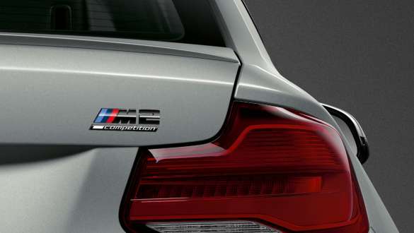M2 Competition badge BWM M2 Competition M2 Competition badge BMW M2 Competition F87 2018 Hockenheim Silver metallic detail view