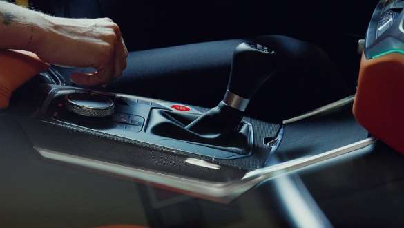 Manual M transmission and rear-wheel drive BMW M3 Sedan 2020 Manual 6-speed M transmission and rear-wheel drive close-up