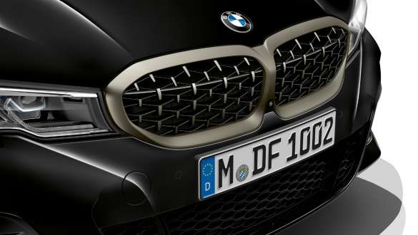 Mild hybrid technology BMW M340i xDrive Sedan 2020 Sapphire Black metallic front close-up
