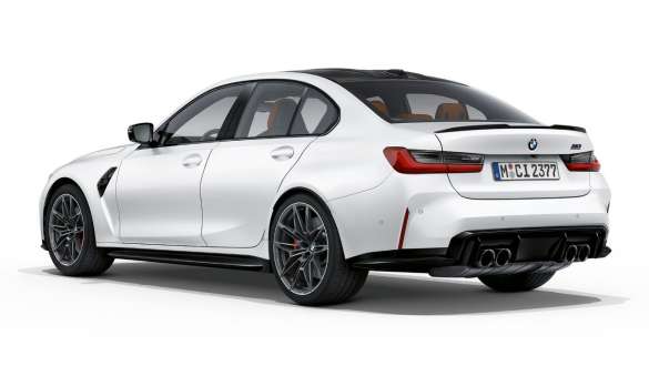 Rear design BMW M3 Competition Sedan Frozen Brilliant White metallic G80 2020 BMW M3 Competition Sedan G80 2020 Frozen Brilliant White metallic Rear design rear view