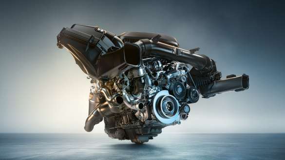 M TwinPower Turbo inline 6-cylinder petrol engine BMW M3 Competition Sedan G80 2020 BMW M3 Competition Sedan G80 2020 M TwinPower Turbo inline 6-cylinder petrol engine close-up