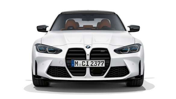 Front design BMW M3 Competition Sedan Frozen Brilliant White metallic G80 2020 BMW M3 Competition Sedan G80 2020 Frozen Brilliant White metallic Front design front view