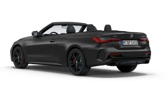 Three-quarter side view BMW M440i xDrive Cabriolet G23 2020 BMW M440i xDrive Cabriolet BMW Individual Frozen Deep Grey metallic G23 2020 three-quarter rear view