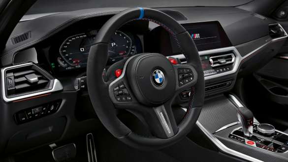 M Performance steering wheel Pro BMW M4 Competition Cabriolet with M xDrive G83 2021 BMW M4 Competition Cabriolet with M xDrive G83 2021 M Performance steering wheel Pro interior close-up