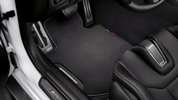 M Performance floor mats BMW M4 Coupé G82 2020 BMW M4 Coupé G82 2020 M Performance floor mats interior close-up