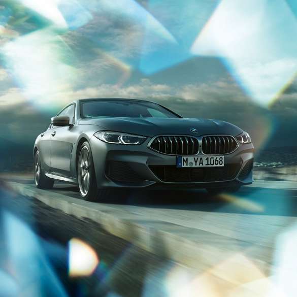 BMW M850i xDrive Gran Coupé three-quarter front view BMW M850i xDrive Gran Coupé 2019 BMW Individual Frozen Bluestone metallic