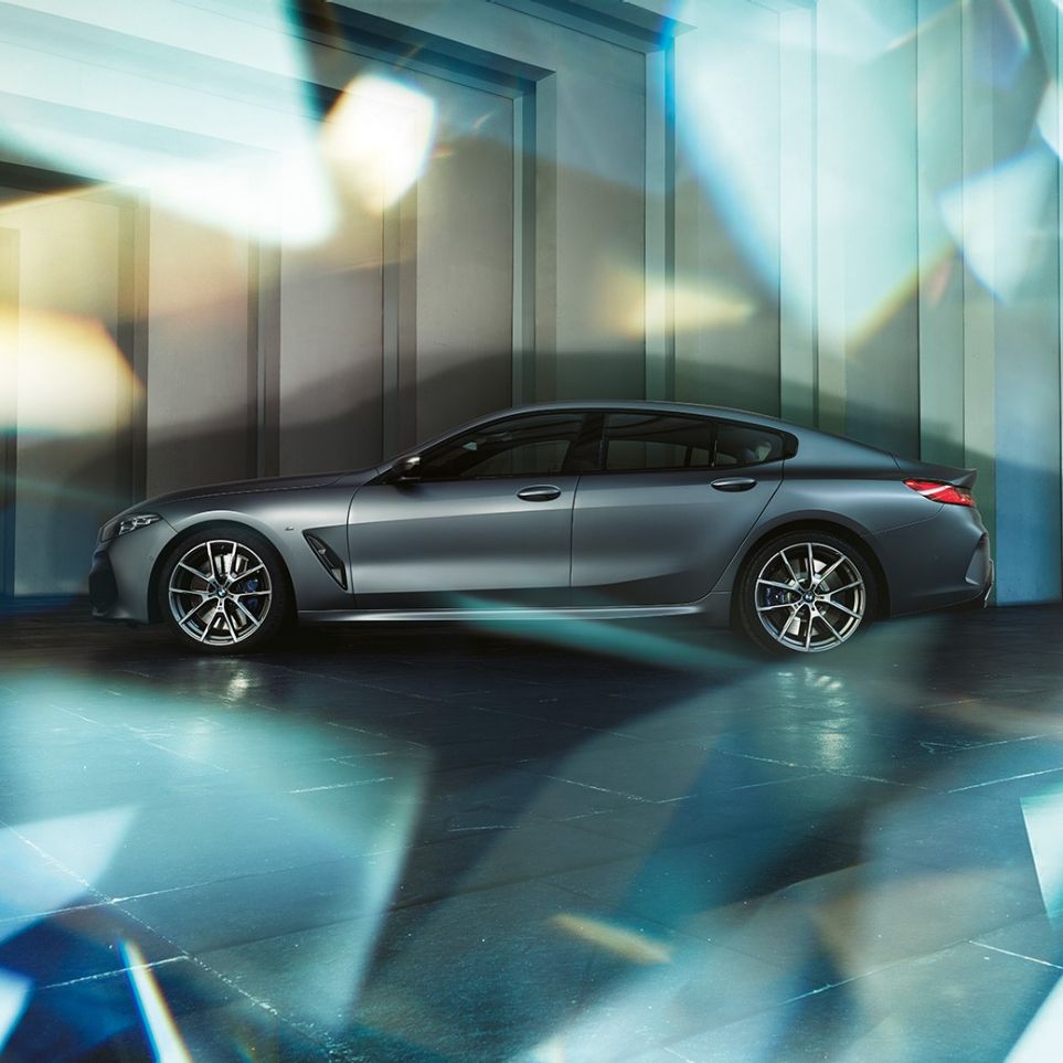Coupé silhouette BMW M850i xDrive Gran Coupé BMW M850i xDrive Gran Coupé 2019 BMW Individual Frozen Bluestone metallic side view