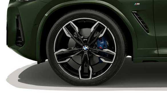 21'' M light alloy wheels Double-spoke style 718 M BMW X3 M40i M40d G01 LCI Facelift 2021 BMW X3 M40i M40d G01 LCI Facelift 2021 Malachite Green metallic 21'' M light alloy wheels Double-spoke style 718 M