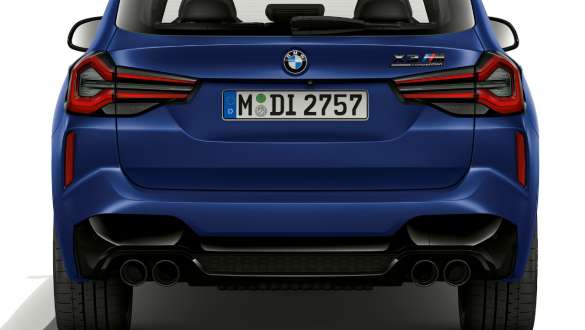 Rear design BMW X3 M Competition F97 LCI Facelift 2021 BMW X3 M Competition F97 LCI Facelift 2021 Frozen Marina Bay Blue metallic Rear design rear view