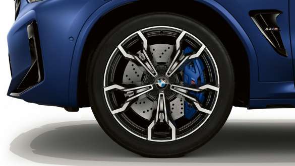 21" M light alloy wheels V-spoke style 765 M BMW X3 M Competition F97 LCI Facelift 2021 BMW X3 M Competition F97 LCI Facelift 2021 Frozen Marina Bay Blue metallic 21" M light alloy wheels V-spoke style 765 M close-up