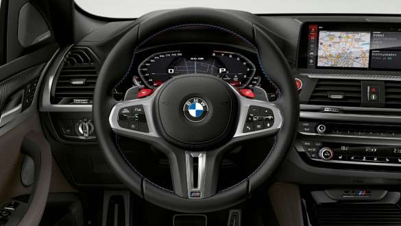 BMW X4 M Competition, M leather steering wheel. BMW X4 M Competition, interior, cockpit, M leather steering wheel with multi-function.