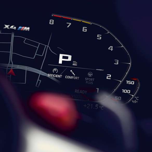 BMW X4 M Competition, rev counter. BMW X4 M Competition, interior, instrument cluster with rev counter.