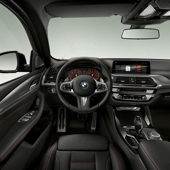 BMW X4 M40i, cockpit. BMW X4 M40i, interior, cockpit with M leather steering wheel and M Sport seats.