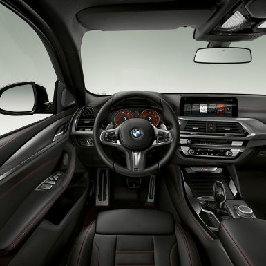 BMW X4 M40i, cockpit. BMW X4 M40i, interior, cockpit with sport seats and M leather steering wheel.