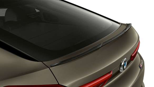 BMW X6 M50i SUV rear spoiler Close-up BMW X6 M50i M SUV carbon rear spoiler