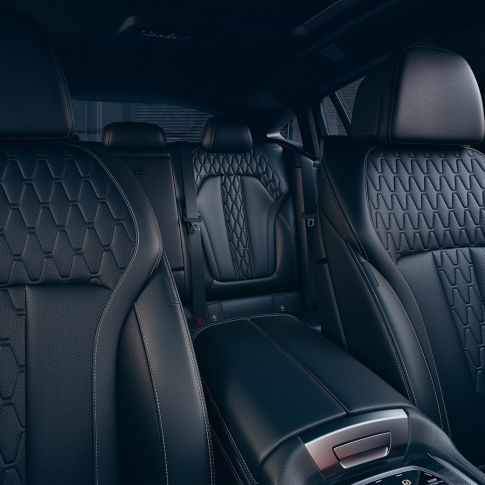 Sport seats of the BMW X6 M50i SUV Interior with focus on the sport seats of the BMW X6 M50i SUV
