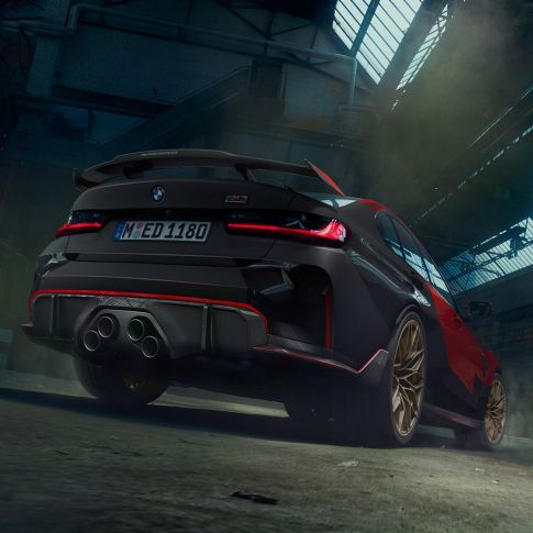 BMW M3 G80 three-quarter rear view BMW M Performance Parts BMW M3 G80 three-quarter rear view