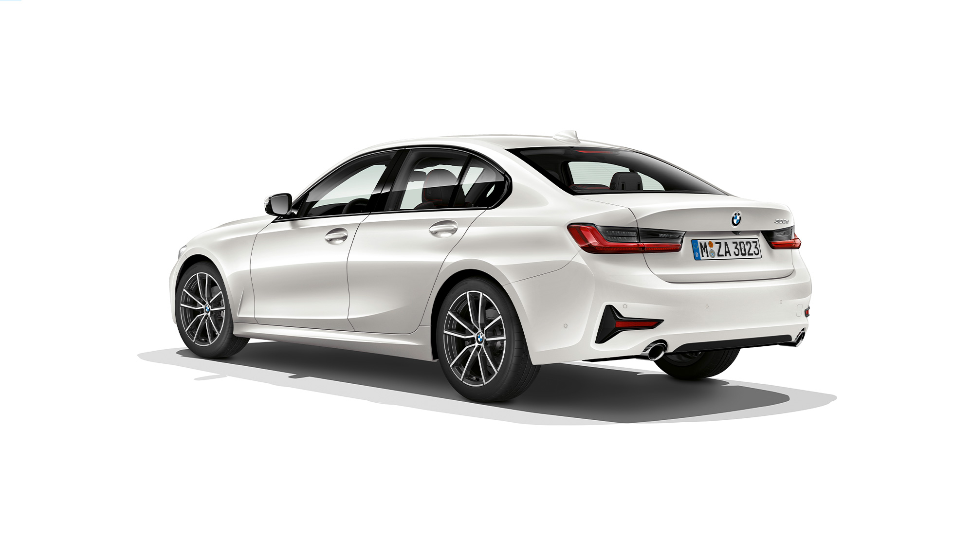 BMW 3 Series Sedan, Model Sport Line rear Three-quarter rear shot of the BMW 3 Series Sedan with Sport Line features.