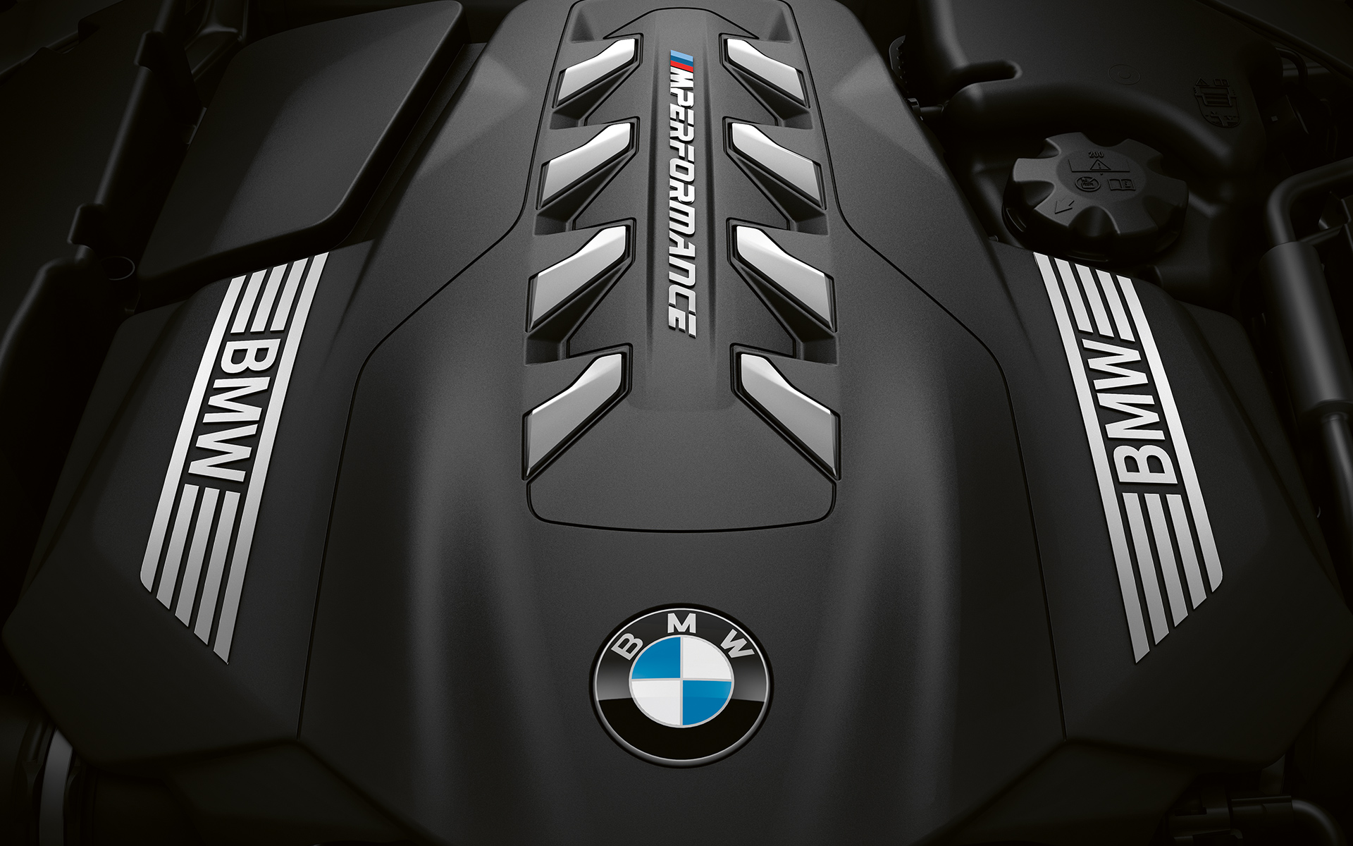 Close-up of the V8 TwinTurbo petrol engine in the BMW 8 Series Coupé.