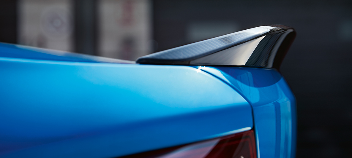 Rear spoiler BMW M2 CS Rear spoiler BMW M2 CS F87 Misano Blue metallic detail view