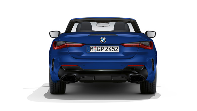 BMW M440i xDrive Cabrio G23 2020 BMW Individual Frozen Portimao Blue metallic rear view 