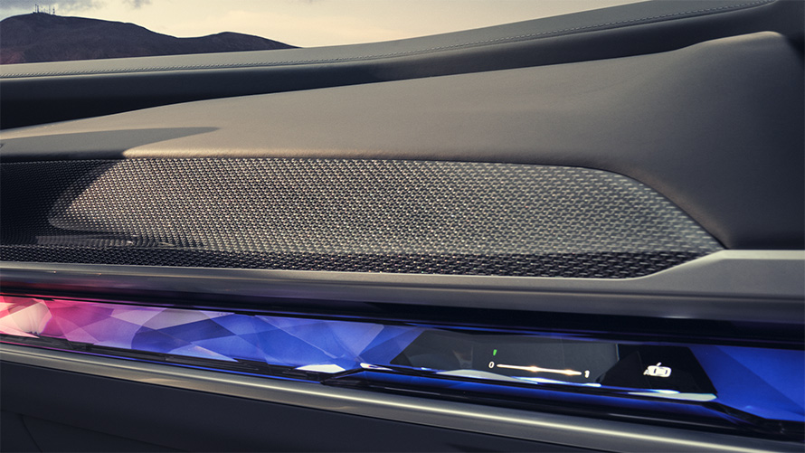 Carbon Fibre M interior trim BMW M760e xDrive Sedan G70 close-up