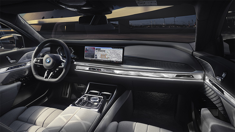 Interior Cockpit BMW M760e xDrive Sedan G70 View from front passenger
