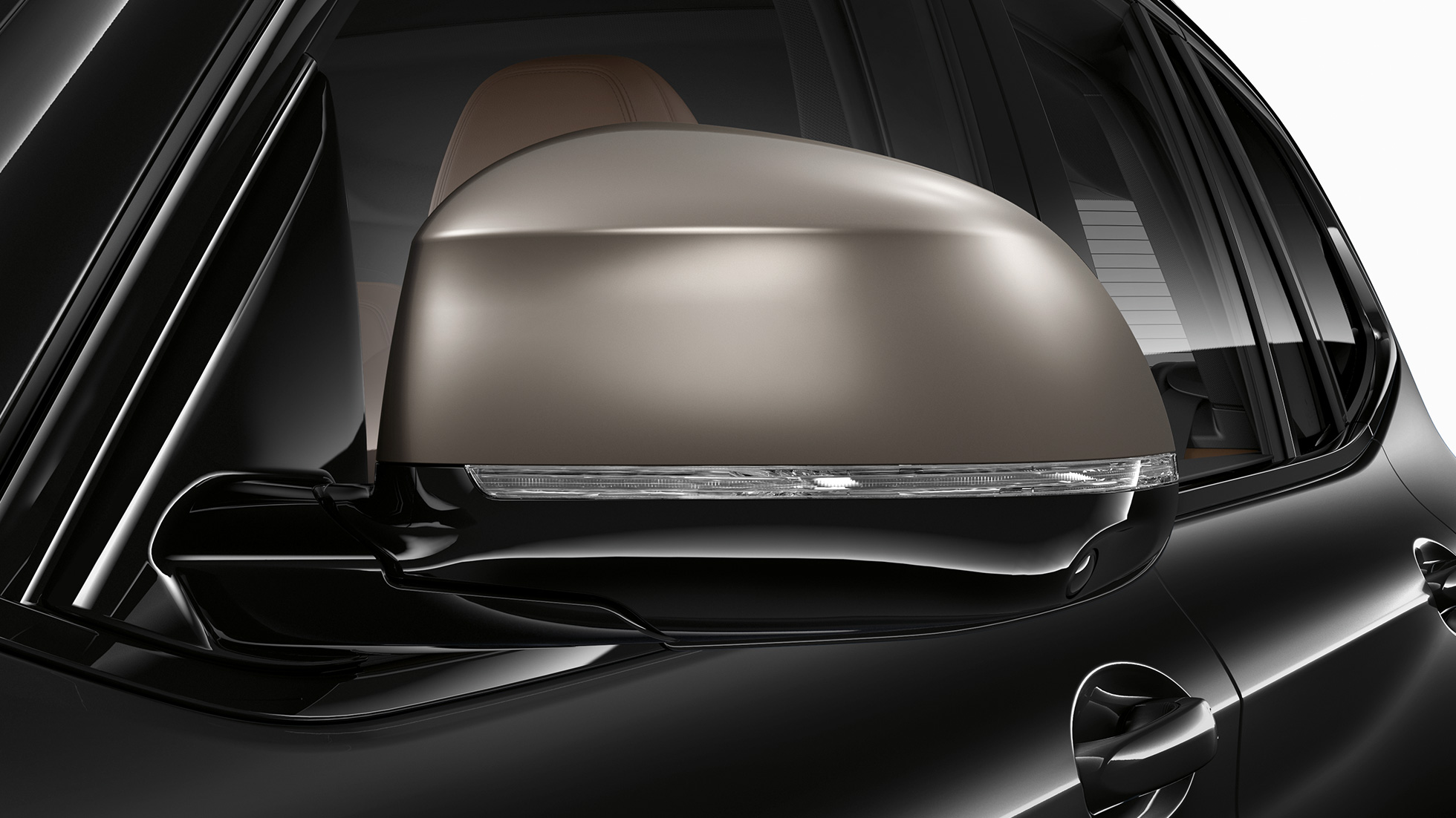 BMW X3 M40i, mirror caps. BMW X3 M40i in Black Sapphire metallic, exterior, galvanised mirror caps in Cerium Grey.
