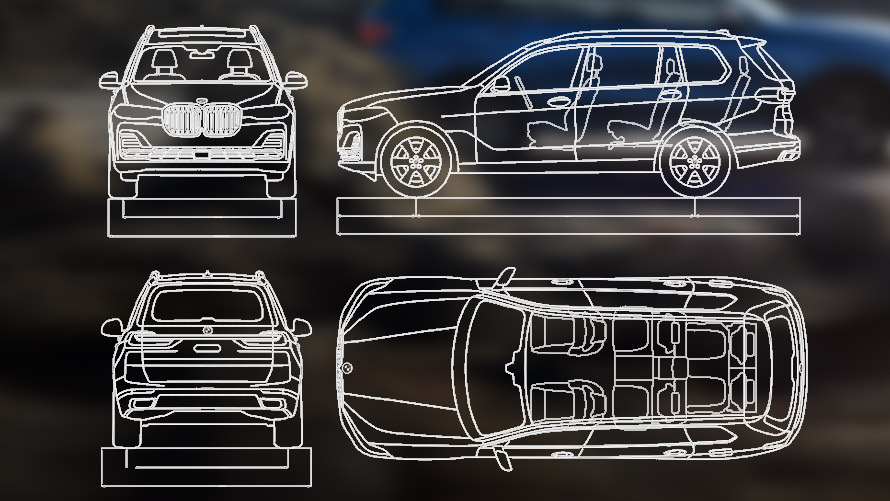 BMW X7 M60i G07 LCI technical data sketch BMW X7 M60i G07 LCI technical data sketch