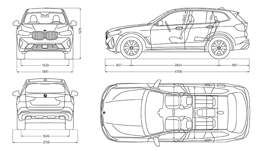 BMW X3 G01 SUV technical data sketch 2021 BMW X3 G01 SUV technical data sketch 2021