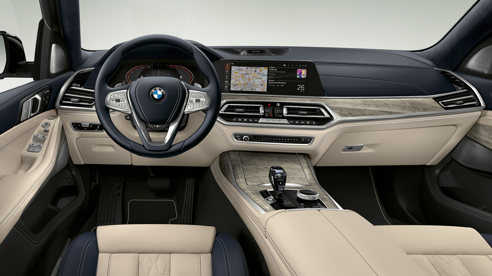 BMW X7 with Pure Excellence features in white and black colours. BMW X7 with Pure Excellence features in white and black colours.