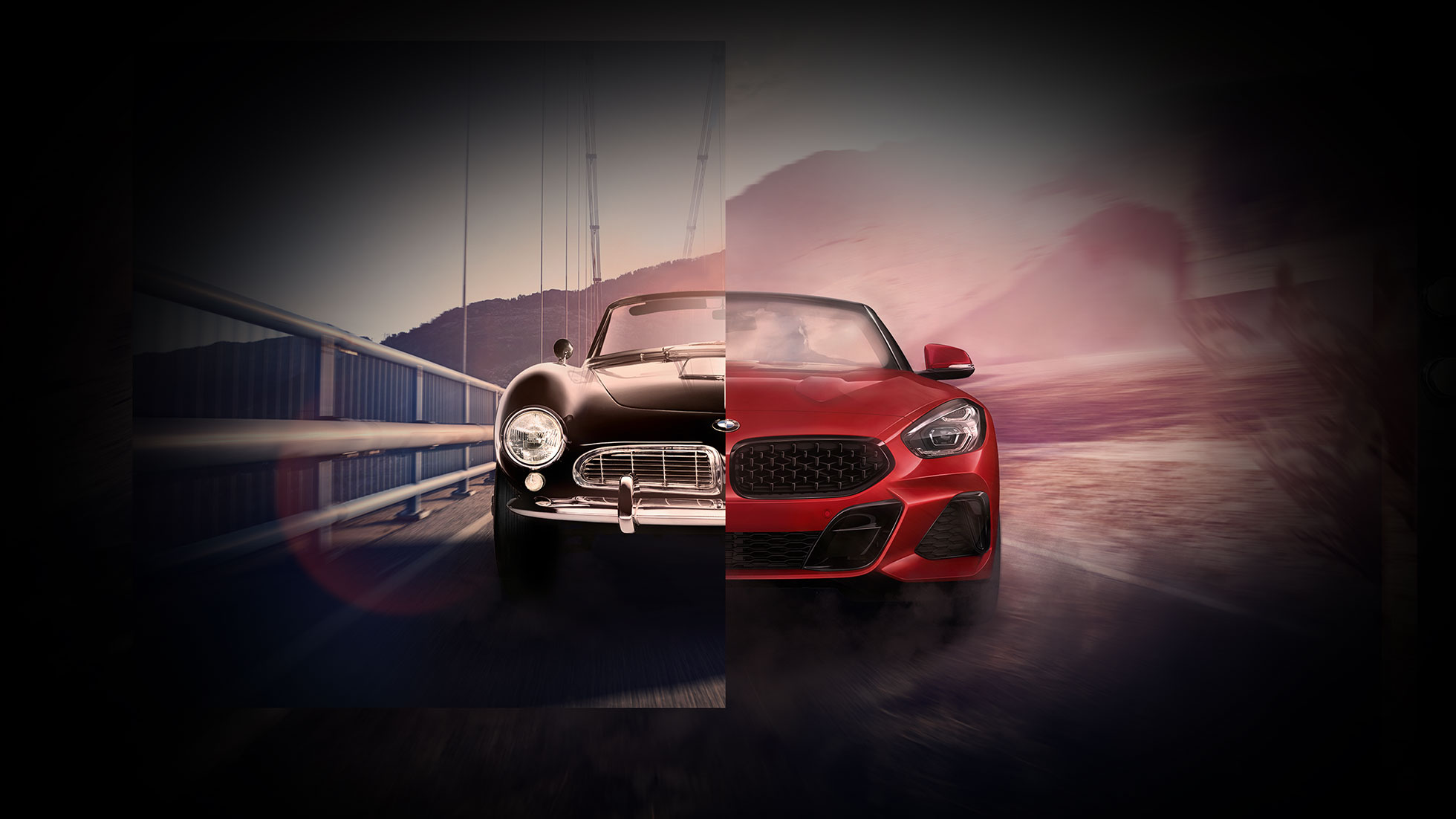 BMW Z4 Roadster with driver Front shot of BMW Z4 Roadster with driver in desert