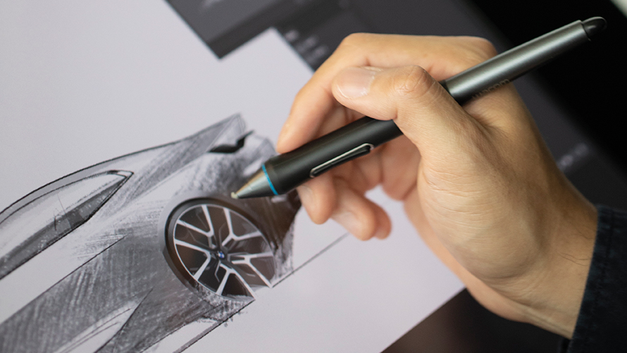 BMW Concept 4 design process sketch BMW Concept 4 design process sketch on screen