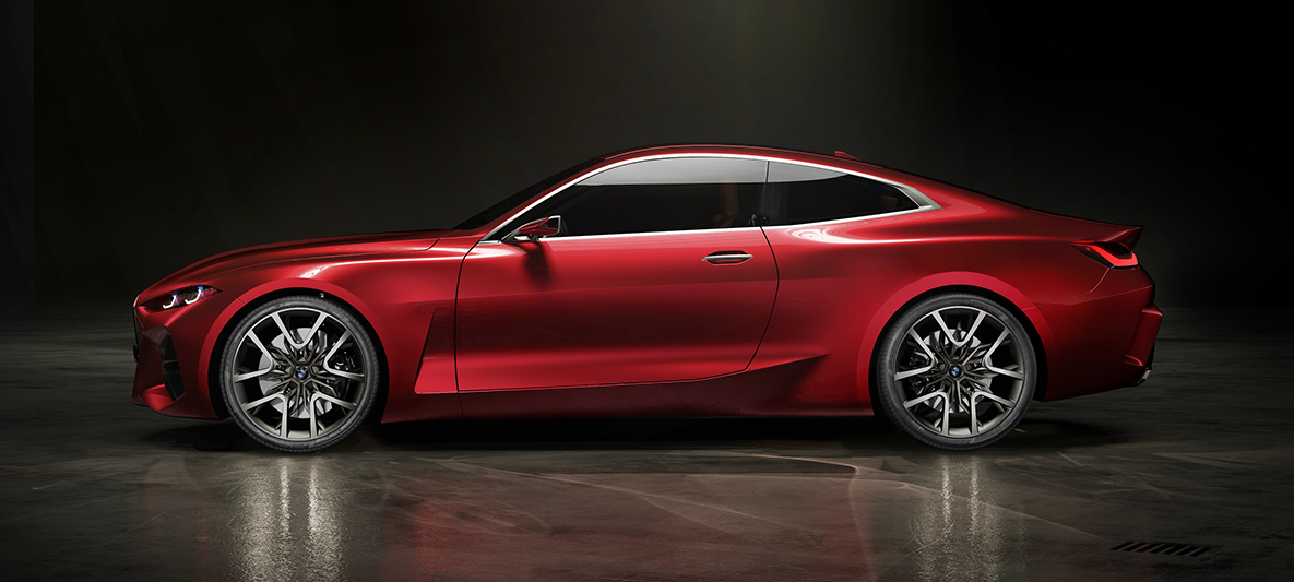 BMW Concept 4 side view BMW Concept 4 Forbidden Red exterior design side view