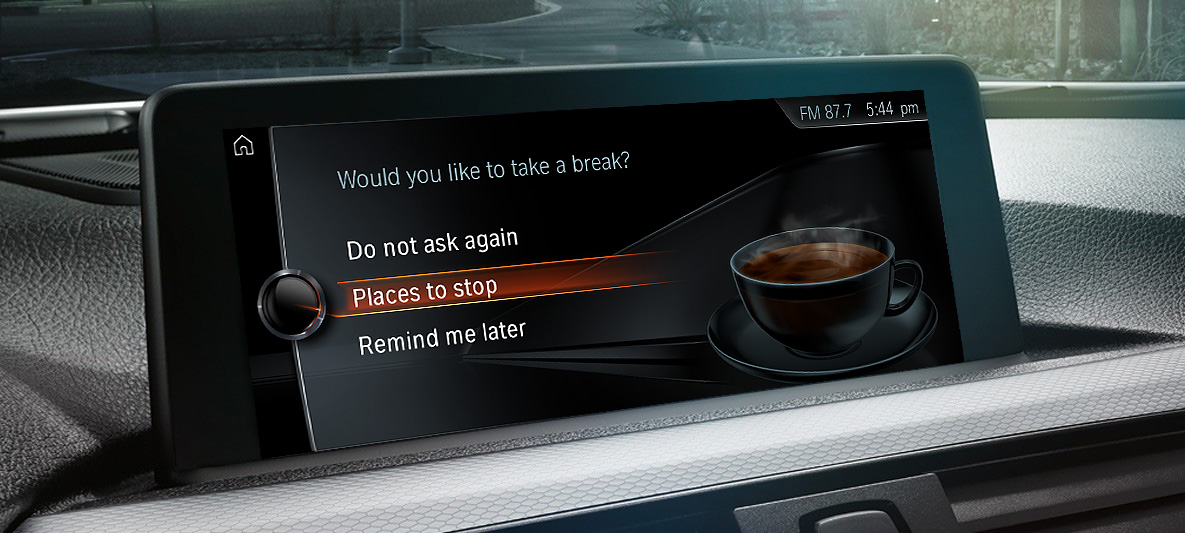 BMW ConnectedDrive: coffee shops nearby. BMW ConnectedDrive: coffee shops nearby.