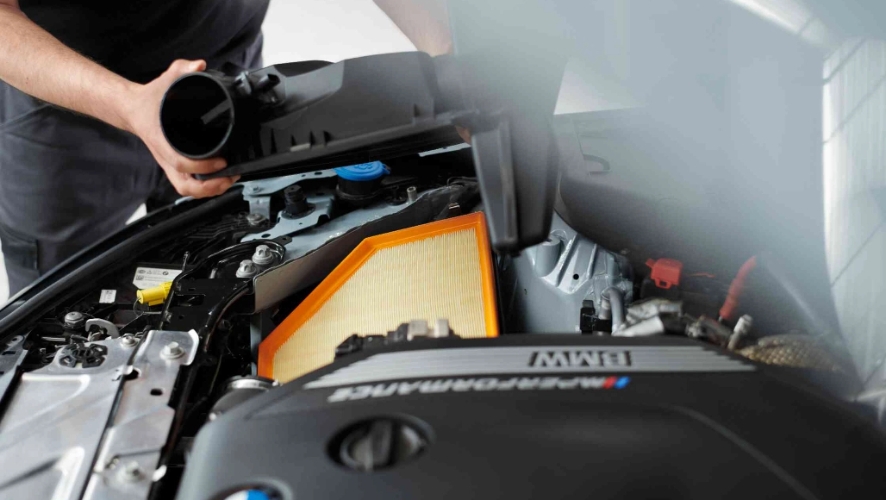 BMW engine being serviced.