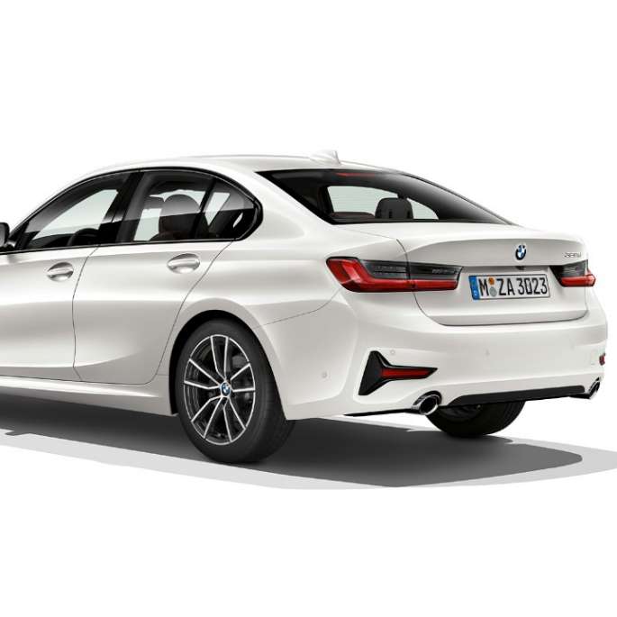 Three-quarter rear shot of the BMW 3 Series Sedan with Sport Line features.